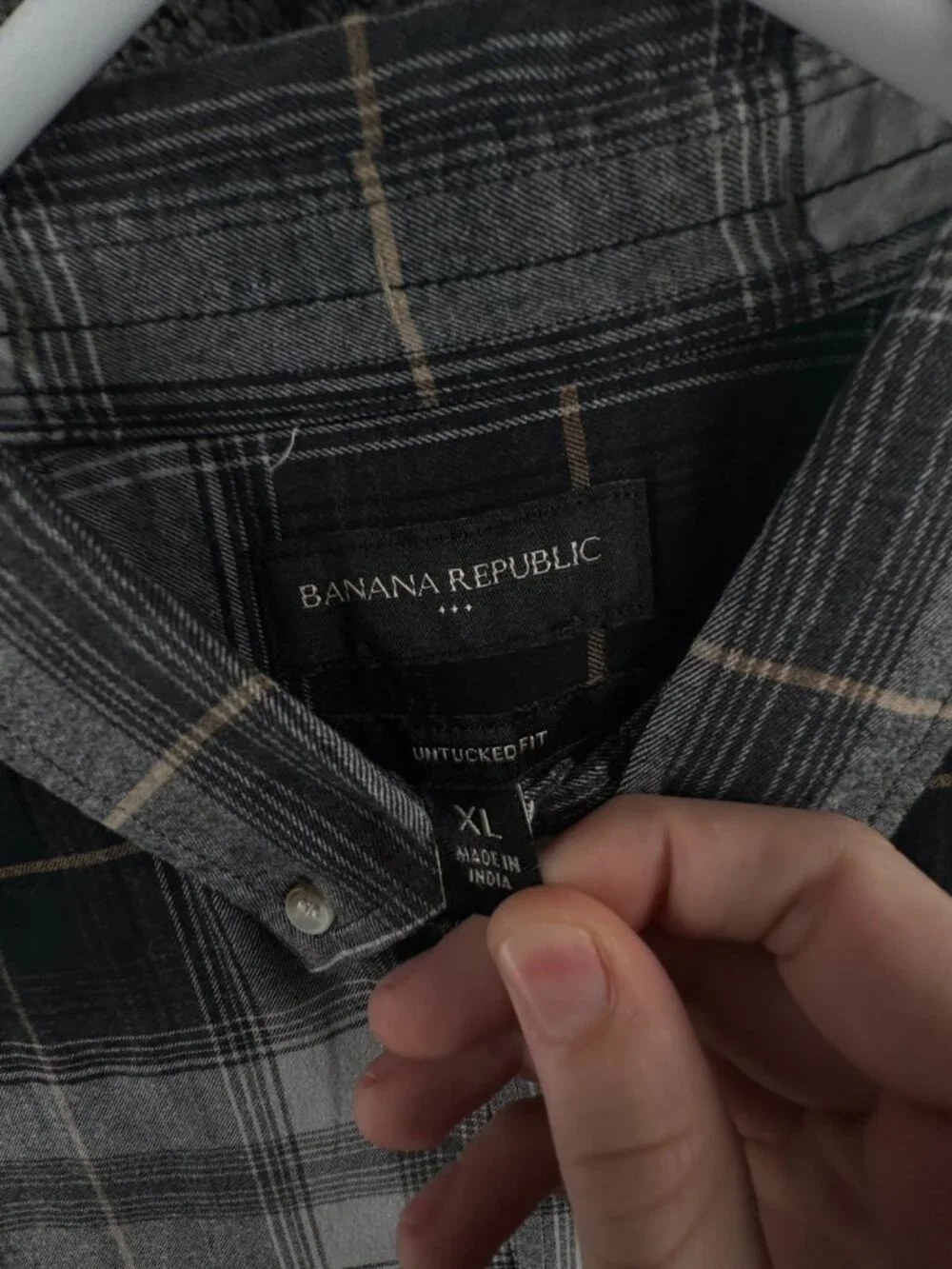 NWT Banana Republic Flannel Button Up Black Check Men Soft $70 XL Slim Untucked